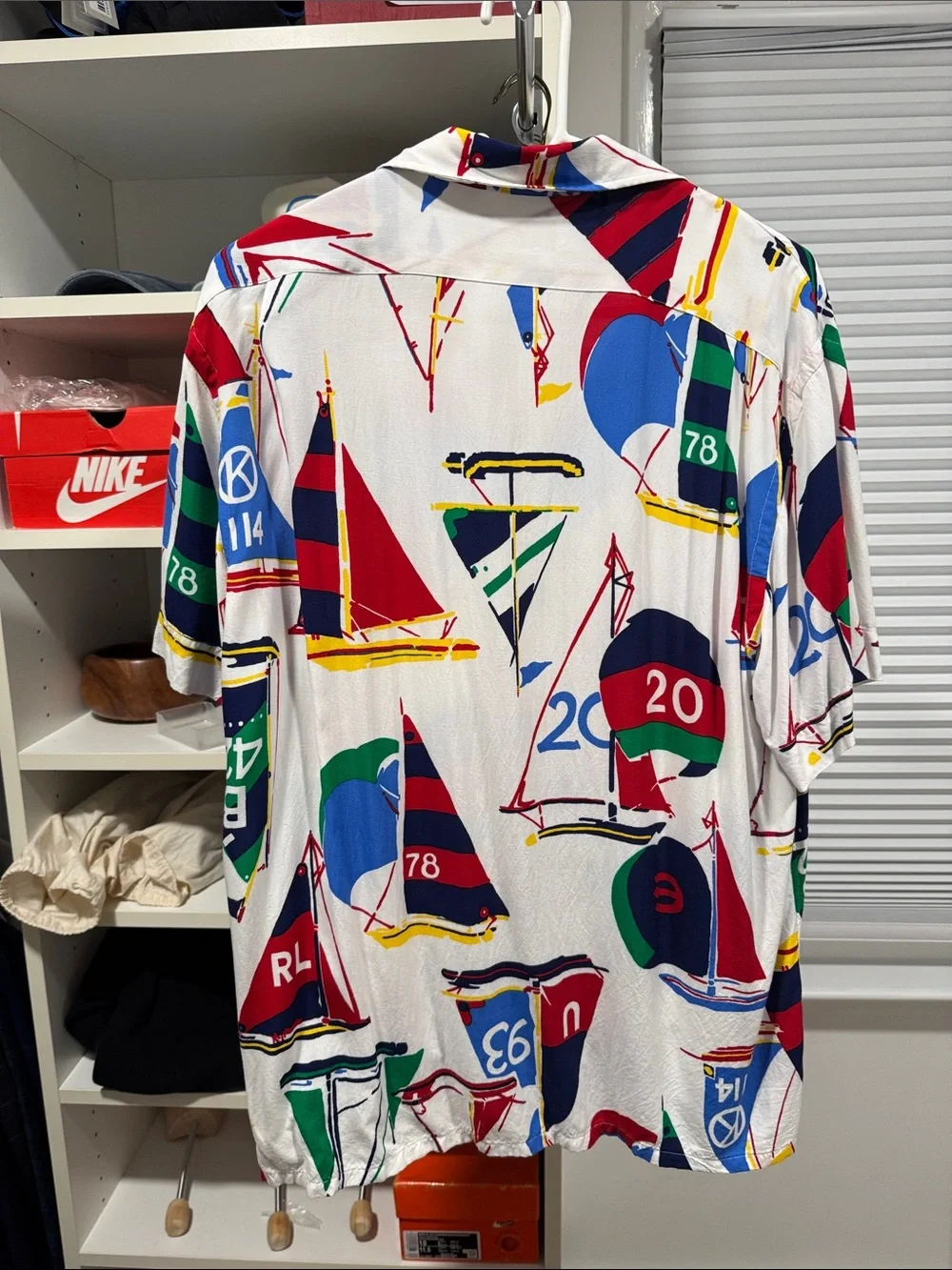 Polo by Ralph Lauren White Multicolor Sailboat Camp Shirt